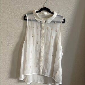 Abercrombie & Fitch Floral Sheer Blouse - Cream